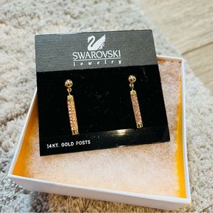 Swarovski Pink Crystal Gold Rod Earrings
